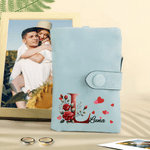 Personalised Rose Initial Tri-Fold PU Leather Wristlet Wallet with Name and Card Holder Birthday Valentine's Day Gift for Women Wife