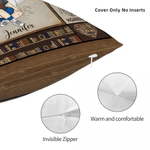 Personalised Book Cartoon Reading Character Soft Cushion Cover with Name and Title Home Decor Birthday Gift for Bookworms