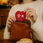 Personalized Birth Flower Cartoon Character PU Leather Round Heart  Square Makeup Mirror with Name Birthday Anniversary Gift for Women