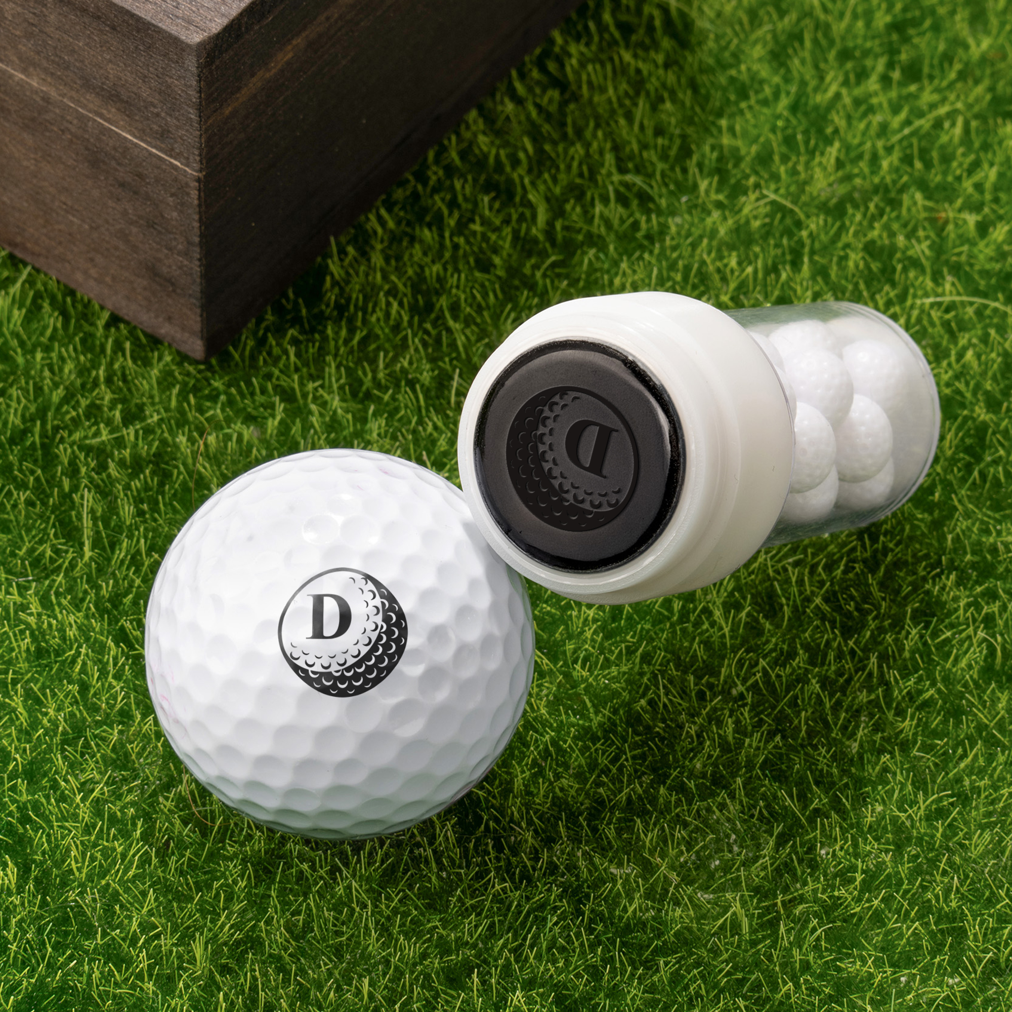 Tampon de balle de golf personnalisé avec nom et boîte de rangement en bois Accessoire de golf Cadeau d'anniversaire pour joueur de golf amateur