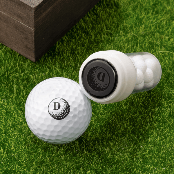 Personalised Golf Elements Monogram Design Golf Ball Stamp with Name and Wooden Storage Box Golf Accessory Birthday Gift for Golf Lover Player