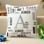 Personalisierte Cartoon-Charakter Wort Wolke werfen Kissenbezug mit Initial und Namen Home Decor Geburtstag Jahrestag Geschenk für Familie Kinder