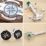 Set di gioielli personalizzati con stella polare con pietra di nascita e testo Abito formale Regalo di nozze essenziale per il testimone dello sposo