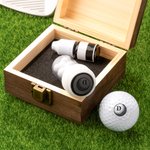 Personalised Golf Elements Monogram Design Golf Ball Stamp with Name and Wooden Storage Box Golf Accessory Birthday Gift for Golf Lover Player