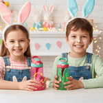 Personalized Cute Peter Rabbit Initial 16 oz Kid Water Bottle with Name and Silicone Straw Outdoors Birthday Easter Gift for Kids