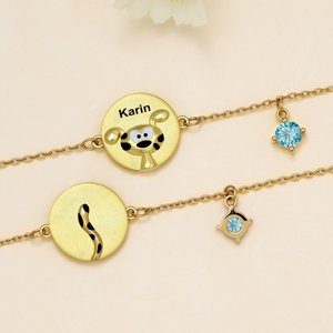 Personalised Long-Tailed Marsupilami Birthstone Bracelet with Name Birthday Gift for Family Friends | Callie × Marsupilami®