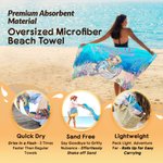 Personalized Fantasy Mermaid Quick Dry Oversized Beach Towel with Name Beach Party Holiday Gift for Girls