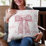 Personalisierte rosa Coquette Bogen weiche Trow Kissenbezug mit Namen Home Decor Urlaub Geschenk für FrauenFreunde