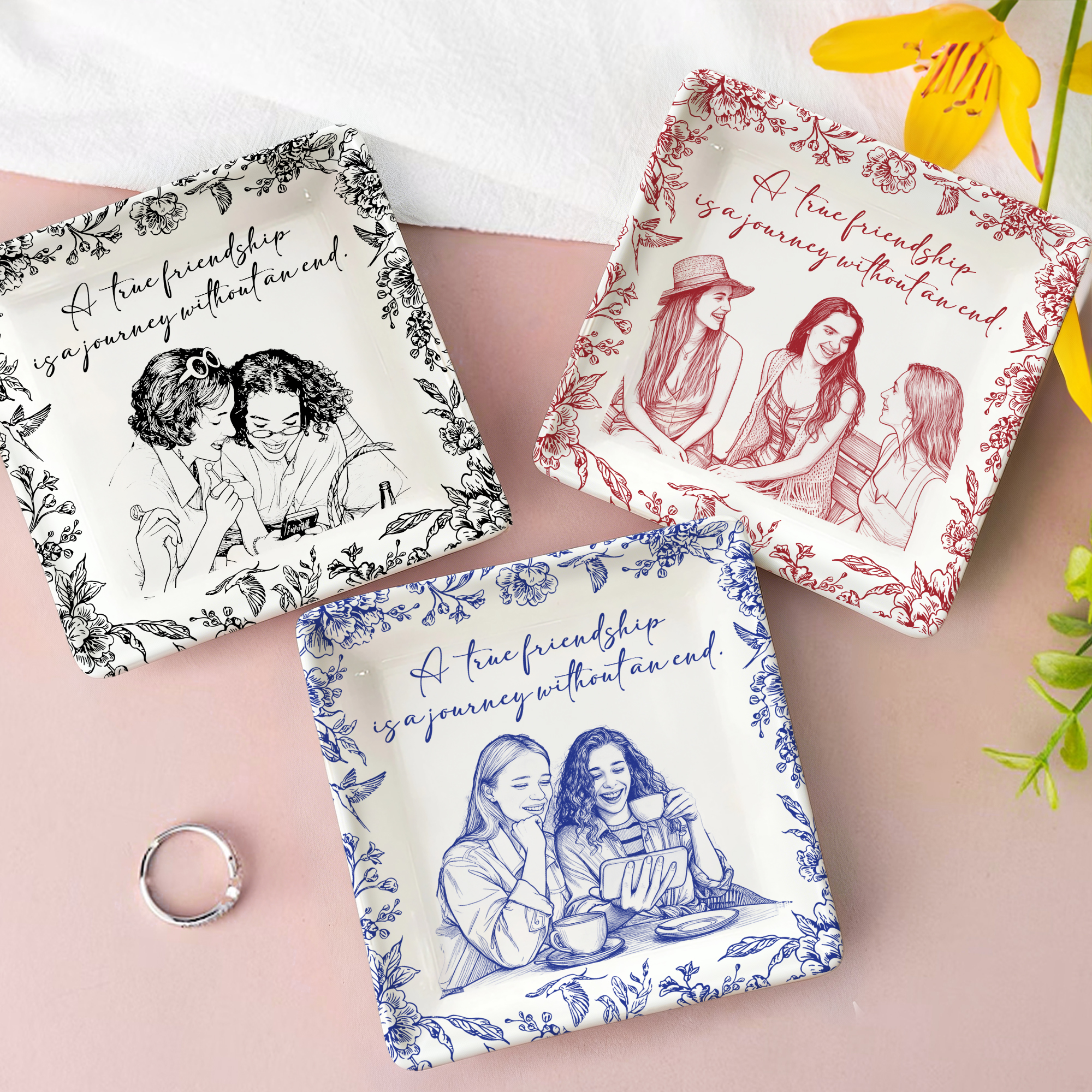 Plat à bijoux personnalisé en céramique avec texte pour usage quotidien Cadeau d'anniversaire de Noël pour les amies, les mères et les demoiselles d'honneur