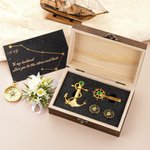 Set di gioielli personalizzati con stella polare con pietra di nascita e testo Abito formale Regalo di nozze essenziale per il testimone dello sposo