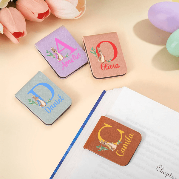 Personalised Easter Multi-Colour Peter Rabbit Magnetic Bookmark Clip with Name and Initial Daily Reading Easter Gift for Readers Book Lovers