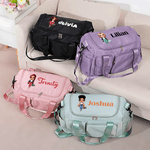 Personalized Cartoon Travel Girl Character Multi-Compartment Travel Bag with  Name and Shoulder Strap Travel Accessories Birthday Gift for Women