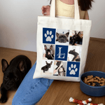 Personalized 1-2 Pet Paw Print 9-Slot Large Capacity Canvas Tote Bag with Name and Initial Birthday Gift for Pet Lovers Owners