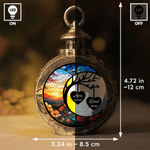 Personalized Stained Glass Style Moon Heart Flameless Candle Ornament with 1-3 Names and Years Home Decor Christmas Gift for Family