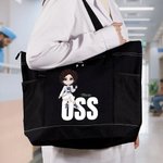 Borsa tote grande personalizzata con nome e personaggio animato tasche a rete regalo di compleanno per infermiere e medico o personale medico