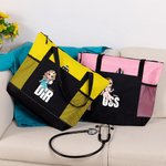Borsa tote grande personalizzata con nome e personaggio animato tasche a rete regalo di compleanno per infermiere e medico o personale medico