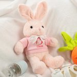 Personalized T-shirt Bow Bunny Plush Easter Bunny Stuffed Toy with Initial and Name Easter Gift for Newborns Kids