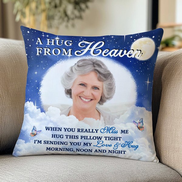 Personalized Starry Sky Moon Clouds Photo Design Soft Throw Pillow Cover with Name and Text Home Decor Memorial Gift for Family Friends