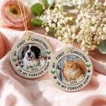 Personalised My First Christmas Photo Ceramic Christmas Ornament with Name and Year Home Tree Decor Christmas Gift for Family Friends Pet Lovers