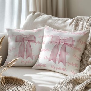 Personalized Pink Coquette Bow Soft Trow Pillow Cover with Name Home Decor  Holiday Gift for WomenFriends
