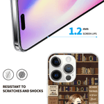 Personalized Bookshelf Cartoon Character iPhone Case with Name Birthday Gift for Book Lovers Women