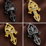 Collier personnalisé en zircon avec nom, dagues en rose, bijoux vintage esthétiques, cadeau d'anniversaire pour les amateurs de style médiéval, filles gothiques.