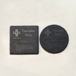 Personalised Funny Prescription Bourbon Whiskey Glasses and Slate Coaster with Name Father's Day Birthday Gift for Grandpa Dad