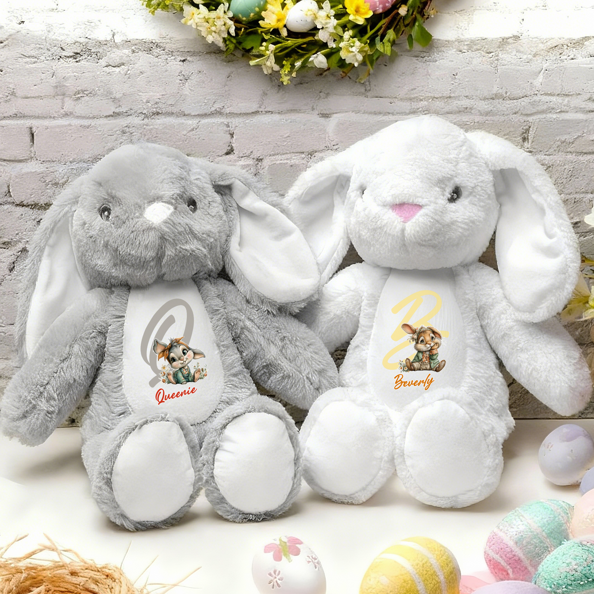 Peluche lapin de Pâques personnalisée avec initiale et nom Cadeau de Pâques pour nouveau-nés enfants