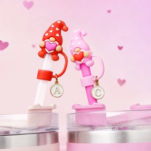 Paille réutilisable avec breloque initiale pour gobelet Stanley Cadeau de Saint-Valentin pour couple