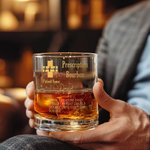 Personalised Funny Prescription Bourbon Whiskey Glasses and Slate Coaster with Name Father's Day Birthday Gift for Grandpa Dad