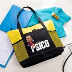 Borsa tote grande personalizzata con nome e personaggio animato tasche a rete regalo di compleanno per infermiere e medico o personale medico