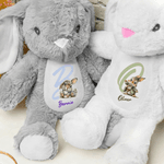 Personalized Cute Rabbit Plush Easter Bunny Stuffed Toy with Initial and Name Easter Gift for Newborns Kids