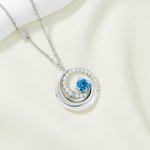 Personalized Zircon Moon Star Necklace with Birthstone Dainty Jewelry Birthday Anniversary Valentine's Day Gift for Women Her