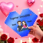 Personlig Tillsammans Sedan Många År Regnbåge Tecknad Karaktär Hjärta Bygga Tegel Pussel med Namn Heminredning Alla hjärtans dag Gåva för Par