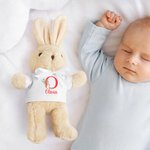 Personalized T-shirt Bow Bunny Plush Easter Bunny Stuffed Toy with Initial and Name Easter Gift for Newborns Kids