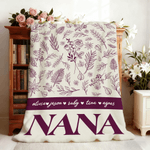 Personalised Multicolour Birth Flower Soft Throw Blanket with Name Home Decor Birthday Christmas Gift for Mom Grandmother