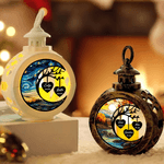 Personalized Stained Glass Style Moon Heart Flameless Candle Ornament with 1-3 Names and Years Home Decor Christmas Gift for Family