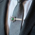 Set di gioielli personalizzati con stella polare con pietra di nascita e testo Abito formale Regalo di nozze essenziale per il testimone dello sposo