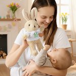 Personalized T-shirt Bow Bunny Plush Easter Bunny Stuffed Toy with Initial and Name Easter Gift for Newborns Kids