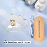 Personalised Wreath Animals Star Initial Acrylic LED Night Light with Name and Wooden Base Nursery Decor Birthday Gift for Kids