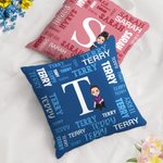 Personalisierte Cartoon-Charakter Wort Wolke werfen Kissenbezug mit Initial und Namen Home Decor Geburtstag Jahrestag Geschenk für Familie Kinder