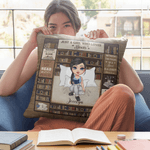 Personalised Book Cartoon Reading Character Soft Cushion Cover with Name and Title Home Decor Birthday Gift for Bookworms