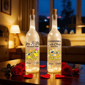Personalisierte Langschwanz-Leopard Marsupilami Liebe Zitat LED-Flasche Lampe mit Namen Home Decor Valentinstag Geschenk für Paare | Callie × Marsupilami®