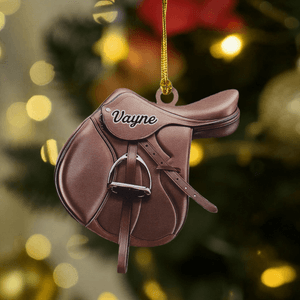 Personalised Horse Saddle Acrylic Ornament with Name Home Decor Christmas Birthday Anniversary Gift for Horse Lovers Equestrians