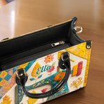 Personalised Sewing Machine PU Leather Large Tote Bag with Name and Shoulder Strap Birthday Gift for Woman Sewing Lover