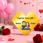 Personlig Tillsammans Sedan Många År Regnbåge Tecknad Karaktär Hjärta Bygga Tegel Pussel med Namn Heminredning Alla hjärtans dag Gåva för Par