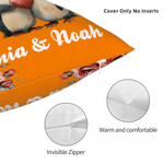 Personalized Never Forget That I Love You Penguin Heart Soft Throw Pillow Cover with Name Anniversary Valentine's Day Gift for Couple