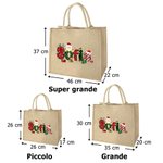 Borsa tote riutilizzabile personalizzata in iuta con nome a tema Babbo Natale regalo di Natale per bambini e famiglia