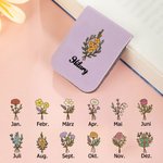 Personalisiertes Lesezeichen im Geburtsblumendesign aus PU-Leder mit Namen Geburtstagsgeschenk für Buchliebhaber Freunde