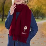 Bufanda personalizada suave y cálida con borlas nombre y flor de nacimiento accesorio de invierno regalo de cumpleaños para familia y amigos